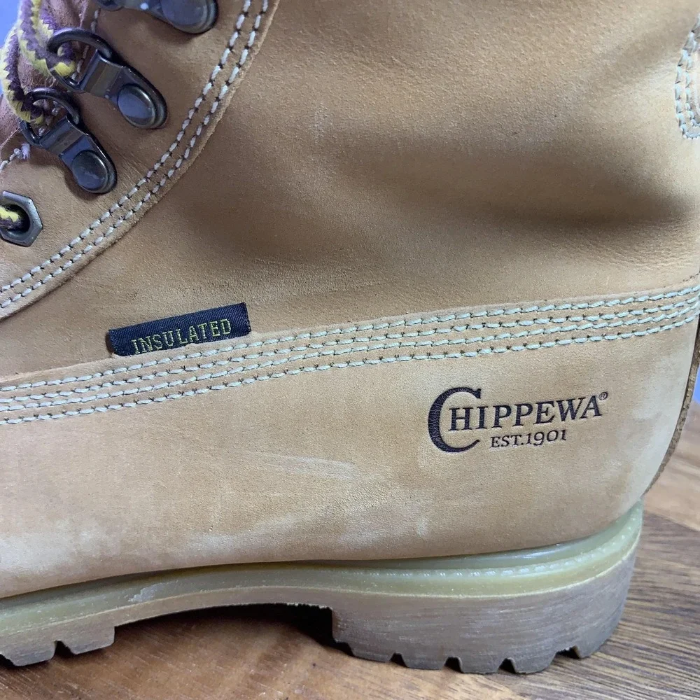 Chippewa Sportility Boots Mens Size 11.5‎ XW Brown Waterproof Insulated Vibram